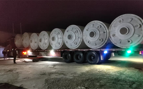 七里河锥底桶交付现场